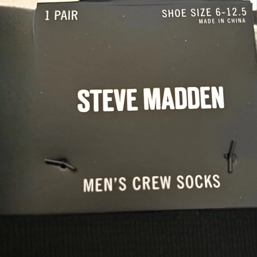 Steve Madden‎ Socks Mens Size 10-13 Shoe Size 6-12.5 dice black Cotton Blend